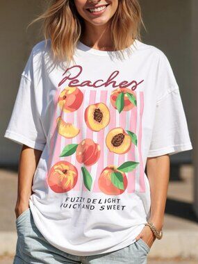 Peaches Graphic T-Shirt 🍑✨ | Fuzzy Delight Vintage Fruit Tee